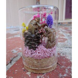 Cicada Skin in Pinecone Nature Art Oddity Jar flower goth curiosity taxidermy
